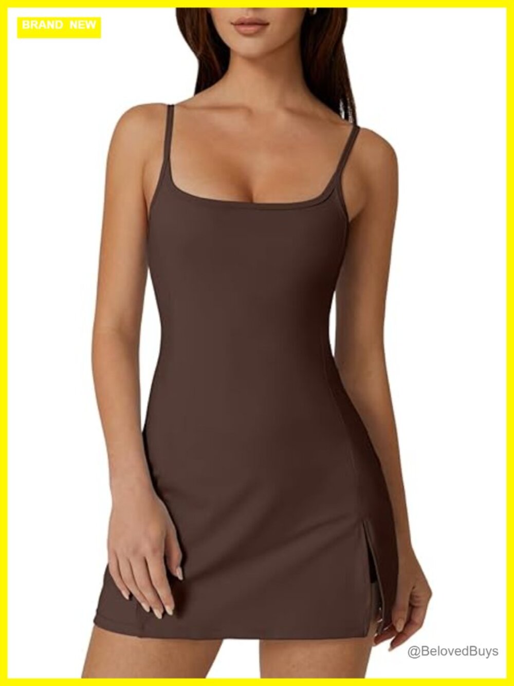 Women's Tennis Dress with Built-in Shorts & Side Slit - Activewear